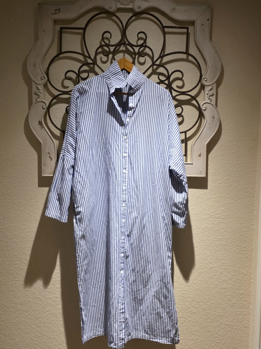 Striped Blue & White Button Up Dress